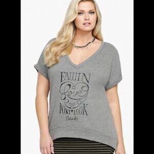 Torrid Gray Short Sleeve Fallin' in Love Top Large